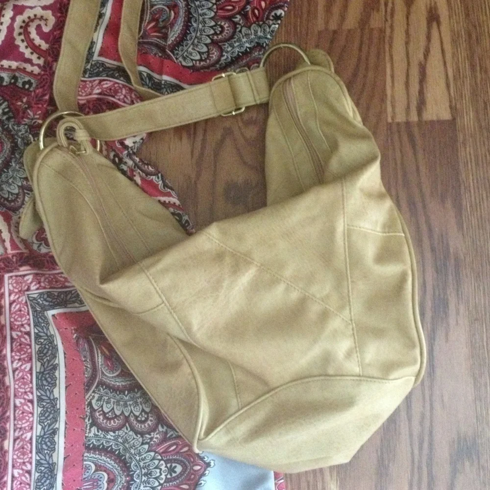 Faux leather hobo banana style handbag